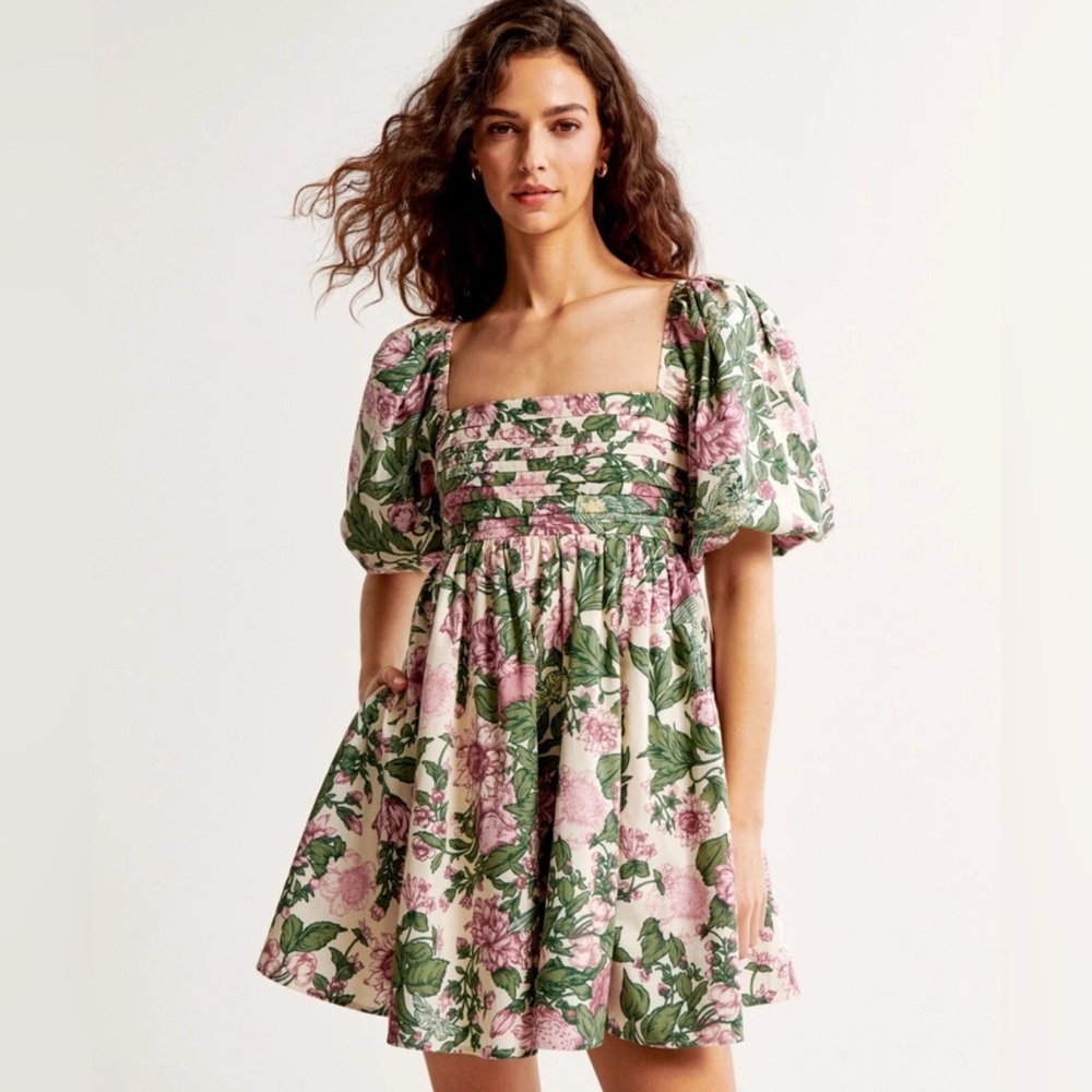 ABERCROMBIE & FITCH Emerson Poplin Puff Sleeve Mini Dress floral